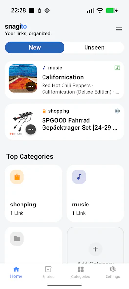 Official screenshot of the Snagito Android app, view two